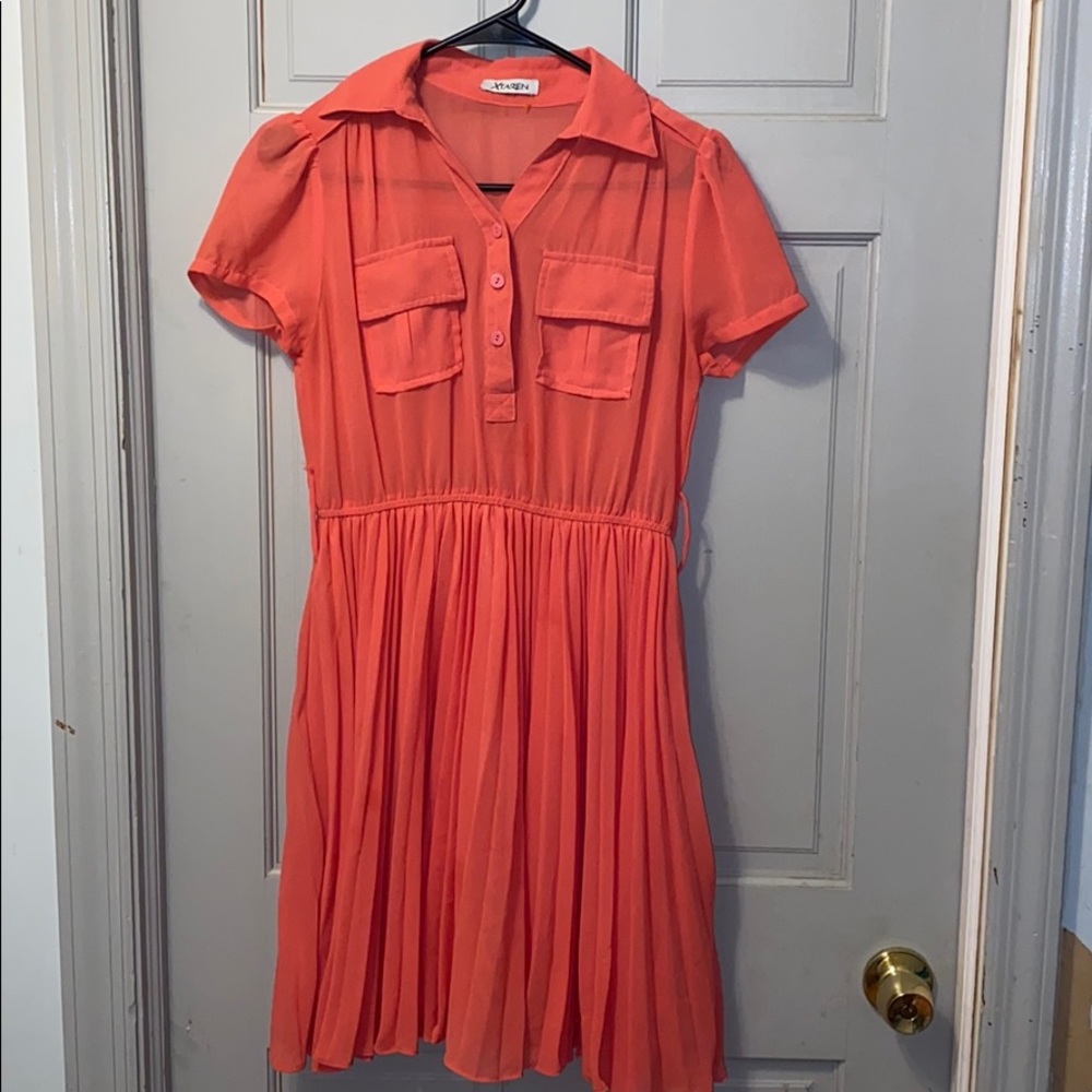 Salmon ruffle dress